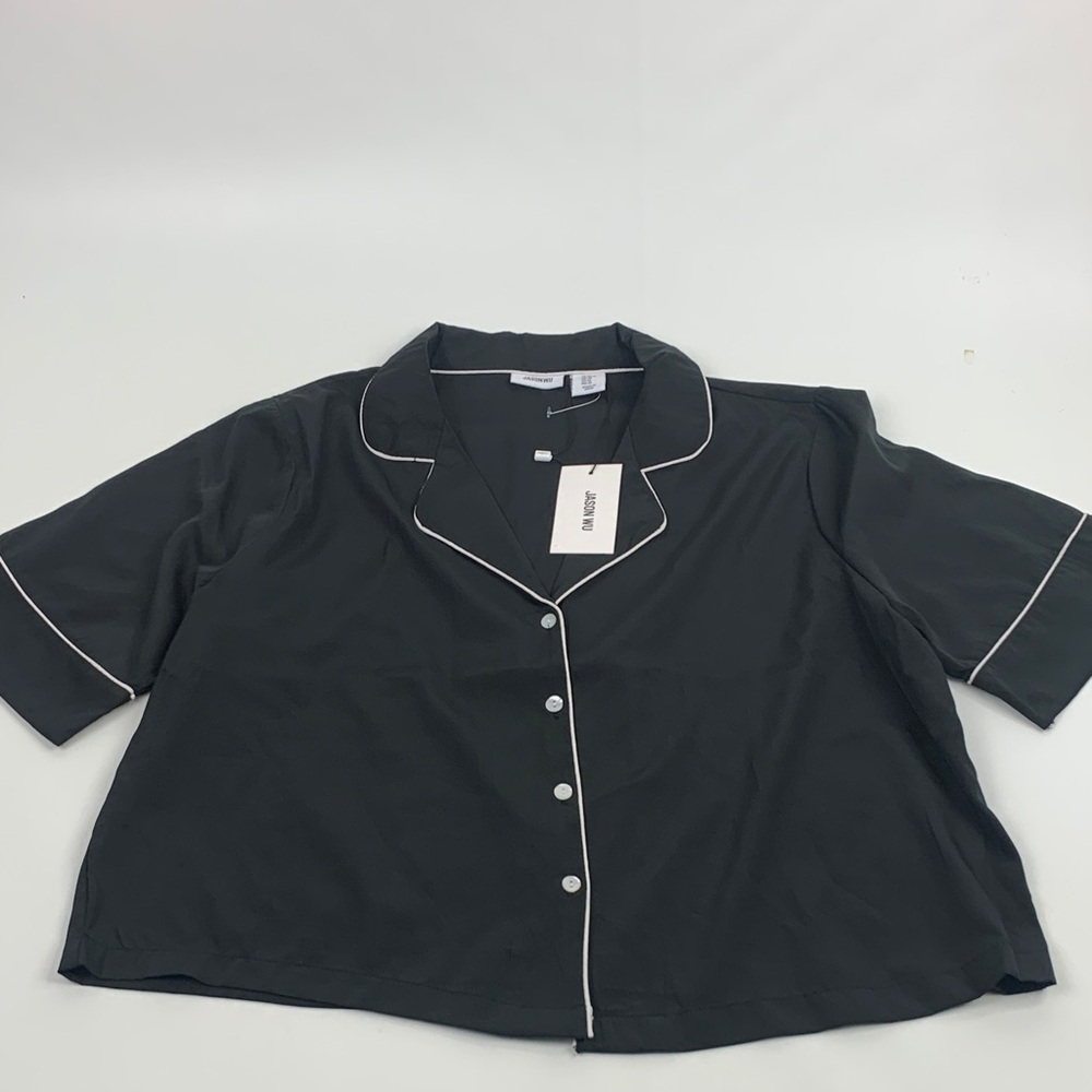 Jason Wu Black Sleep PJ pajama Top with White Accents Size Medium New NWT